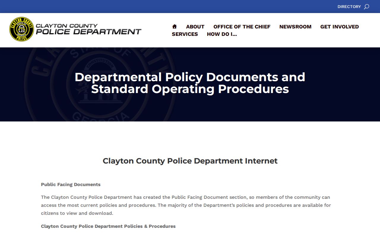 Clayton County Police policy and procedure library