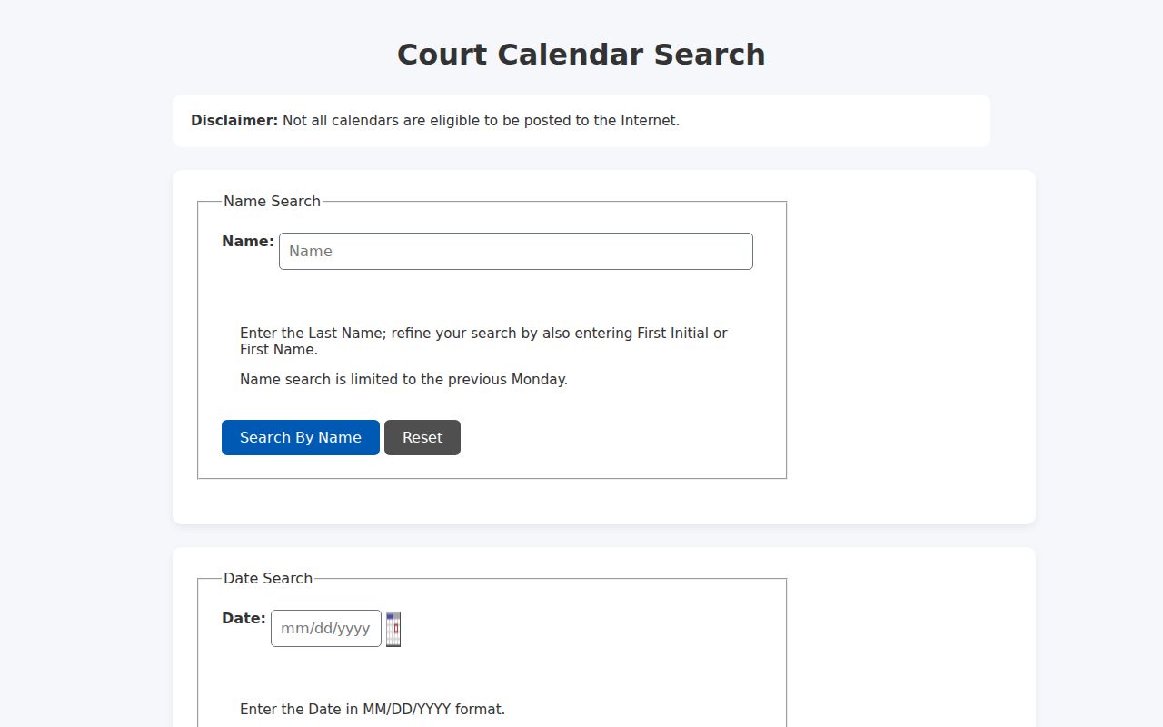 Clayton County court calendar search options