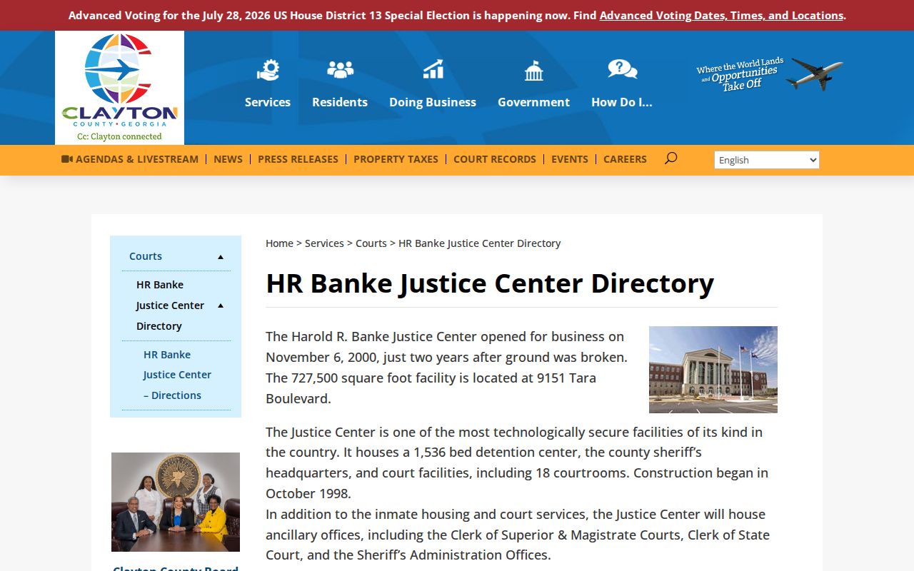 Clayton County criminal records directory for the Banke Justice Center