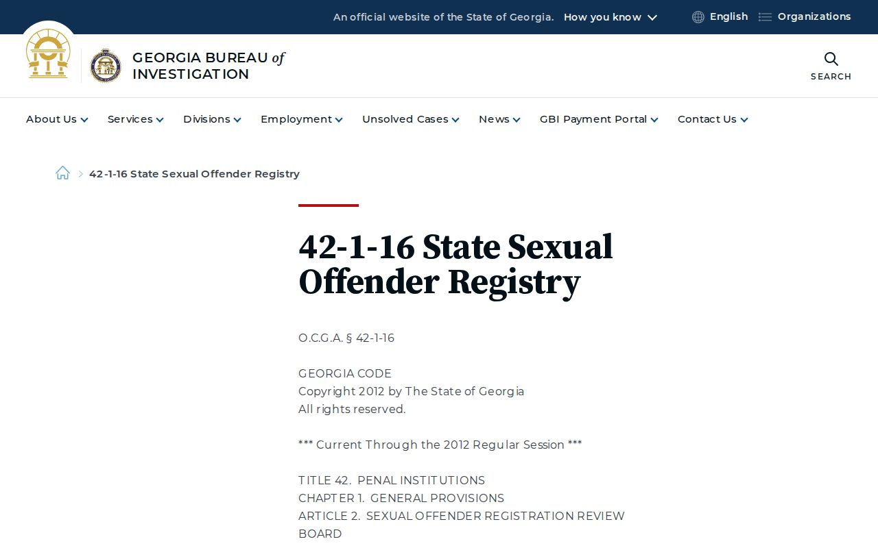 GBI page explaining Georgia registry residency restrictions