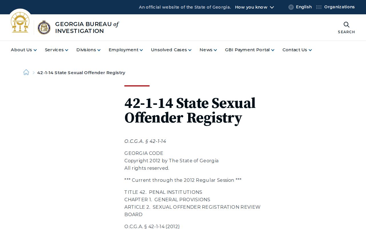 GBI page on Georgia sex offender risk classifications