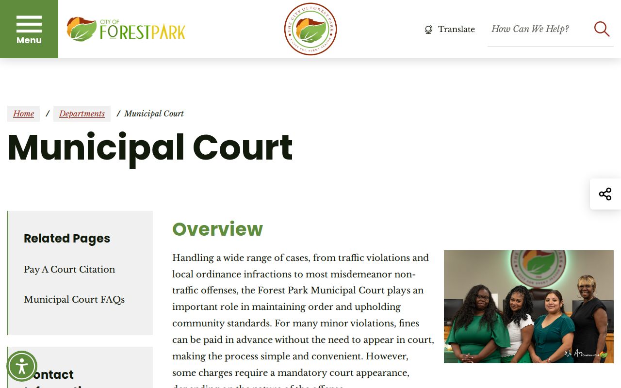 Forest Park Municipal Court information and session schedule