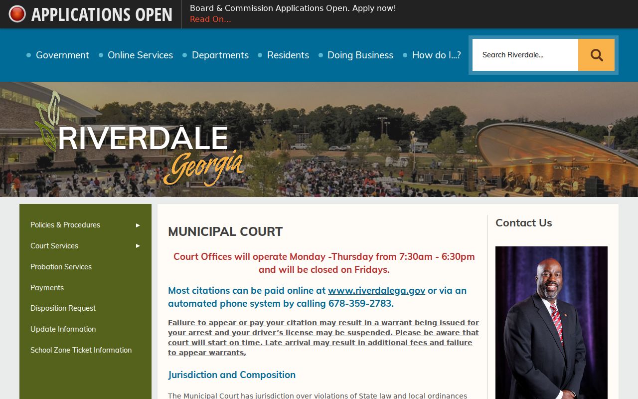 Riverdale Municipal Court information page